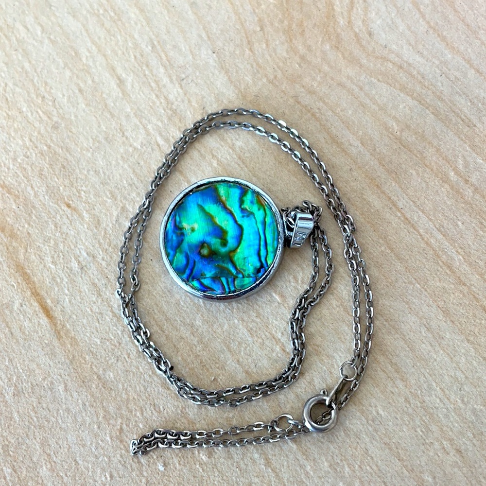 Reversible Abalone Silver Necklace